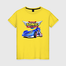 Футболка хлопковая женская Team Sonic racing - hedgehog, цвет: желтый