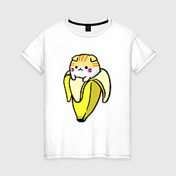 Женская футболка Милый котик сидит в банановой кожуре