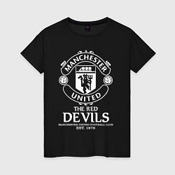 Футболка хлопковая женская Манчестер Юнайтед дьяволы, цвет: черный