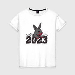 Женская футболка Чёрный кровожадный кролик