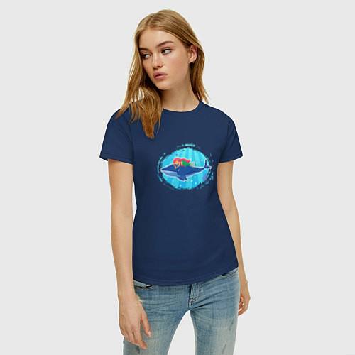 Женская футболка Русалочка и кит / Тёмно-синий – фото 3