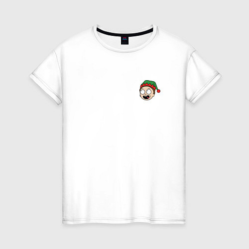 Женская футболка Рик и Морти новогодний Морти в шапке / Белый – фото 1
