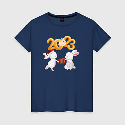 Женская футболка Зайчики с подарком - 2023