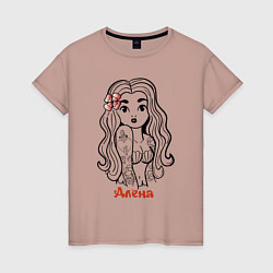Женская футболка Алёна - борзая девчонка в татухах - Hype
