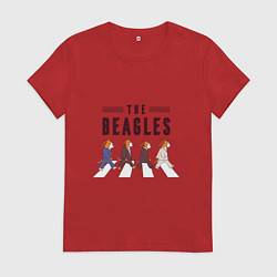 Футболка хлопковая женская Beagles, цвет: красный