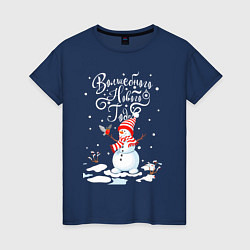 Женская футболка Новогодний снеговик