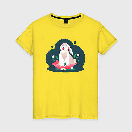 Женская футболка Кролик в цветах / Желтый – фото 1