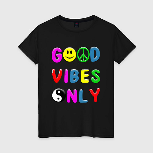 Женская футболка Good vibes only / Черный – фото 1