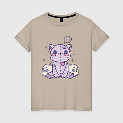 Женская футболка Kawaii кот в готическом стиле