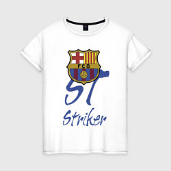 Футболка хлопковая женская Barcelona - Spain - striker, цвет: белый