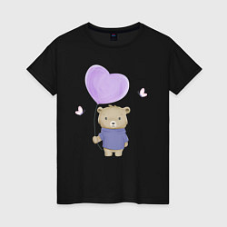 Женская футболка Милый медвежонок с шариком и бабочками