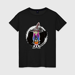 Женская футболка Мультяшная ведьма Хэллоуин