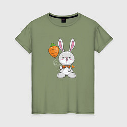 Женская футболка Кролик с воздушной морковкой