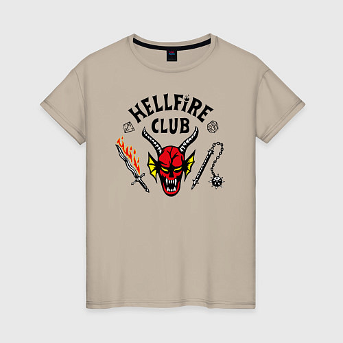 Женская футболка Hellfire сlub art / Миндальный – фото 1