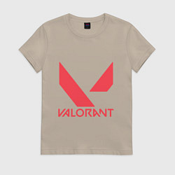 Футболка хлопковая женская Valorant - logo, цвет: миндальный