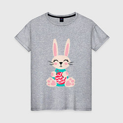 Женская футболка Новогодний кролик с елочным шаром