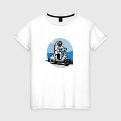 Женская футболка Космонавт на скутере