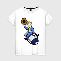 Футболка хлопковая женская Vault boy - bomb rider, цвет: белый