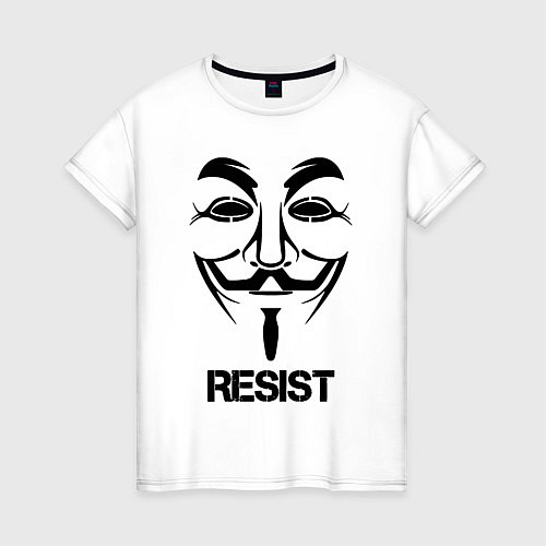 Женская футболка Guy Fawkes - resist / Белый – фото 1