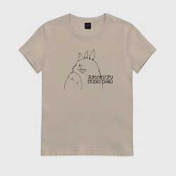 Футболка хлопковая женская Тоторо Studio Ghibli, цвет: миндальный