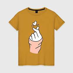 Футболка хлопковая женская Hand click, цвет: горчичный