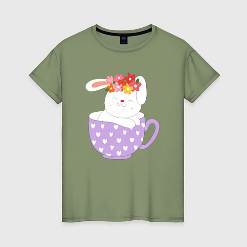 Женская футболка Зайка в кружке / Авокадо – фото 1