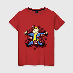 Футболка хлопковая женская Vault boy caps, цвет: красный