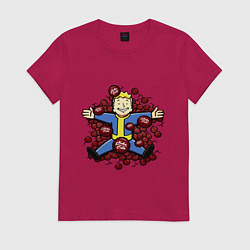 Футболка хлопковая женская Vault boy caps, цвет: маджента