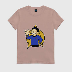 Футболка хлопковая женская Spoke - vault boy, цвет: пыльно-розовый