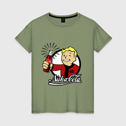 Футболка хлопковая женская Vault boy - nuka cola, цвет: авокадо