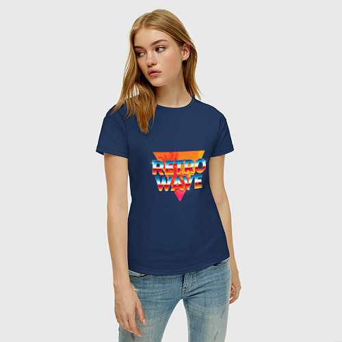 Женская футболка Летний ретровейв / Тёмно-синий – фото 3