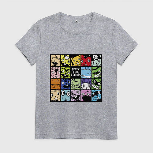 Женская футболка All happy three friends / Меланж – фото 1