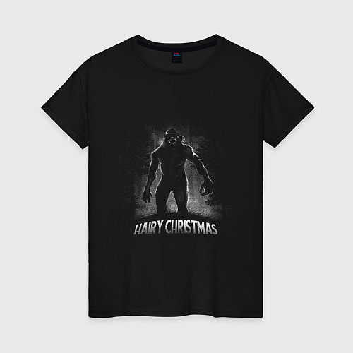 Женская футболка Снежный человек - Санта Клаус / Черный – фото 1