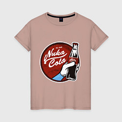 Футболка хлопковая женская Nuka cola sticker, цвет: пыльно-розовый