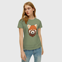Футболка хлопковая женская Голова милой красной панды, цвет: авокадо — фото 2
