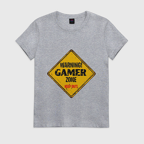 Женская футболка Gamer zone - keep out / Меланж – фото 1