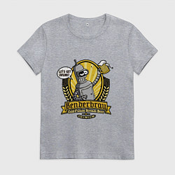 Футболка хлопковая женская Benderbrau premium beer, цвет: меланж