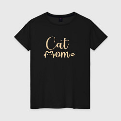 Женская футболка Cat mom кошатница