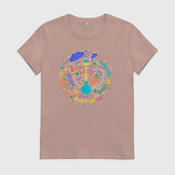 Футболка хлопковая женская Разноцветный кальян, цвет: пыльно-розовый