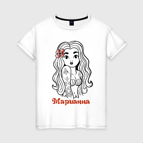 Женская футболка Марианна - девчонка в татухах / Белый – фото 1