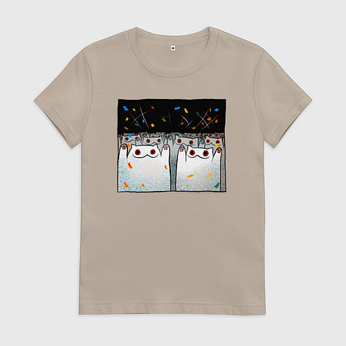 Женская футболка Мрачные коты празднуют / Миндальный – фото 1