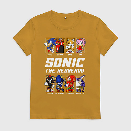 Женская футболка Соник персонажи / Горчичный – фото 1