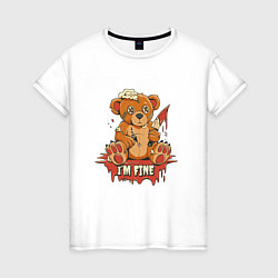 Женская футболка Страшная кукла медведь с ножом в крови