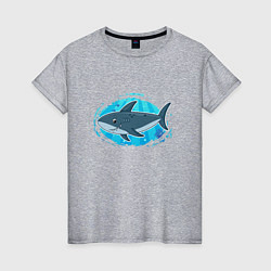 Женская футболка Мультяшная акула под водой