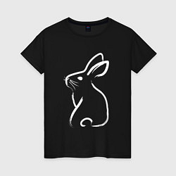 Женская футболка Кролик нарисованный японской кистью