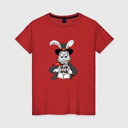 Женская футболка Злой кролик подарок начальнику