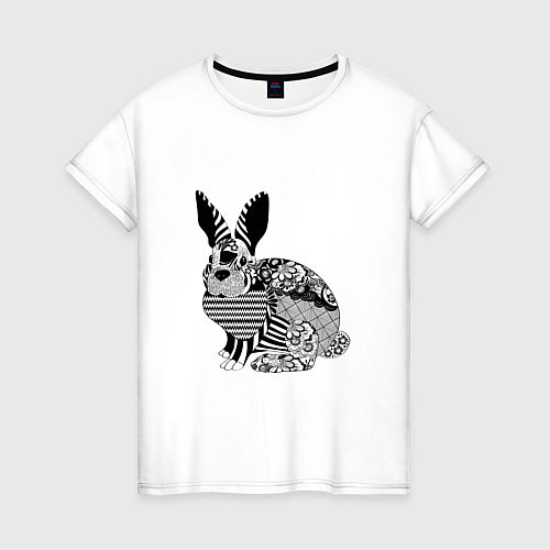 Женская футболка Rabbit in patterns / Белый – фото 1