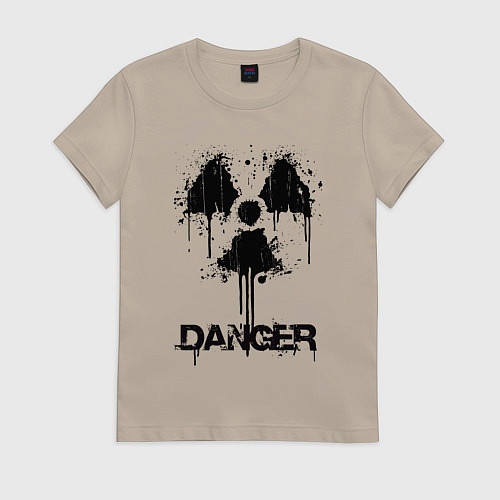 Женская футболка Danger radiation symbol / Миндальный – фото 1