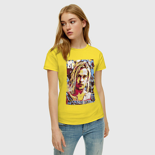 Женская футболка Брэд Питт в молодости / Желтый – фото 3