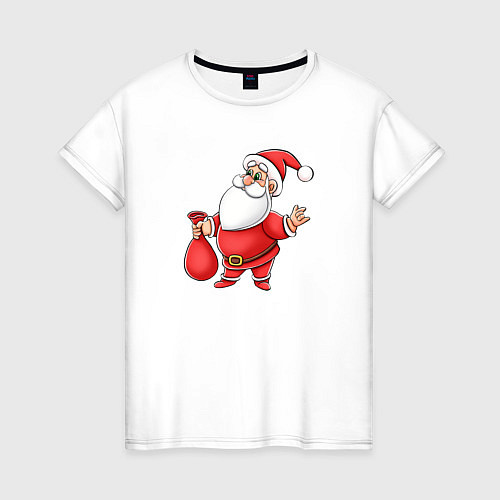 Женская футболка Красный Дедушка Мороз / Белый – фото 1